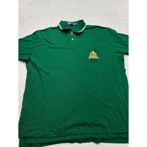 Polo Ralph Lauren Mens XXL Green Crest Embroidered Polo Shirt Tipped Collar
